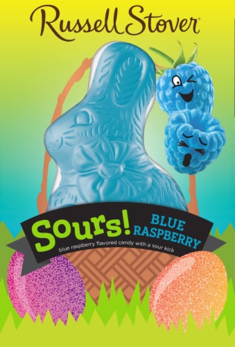 Russell Stover Sours! Blue Raspberry Flavored Candy Rabbit Perspective: front
