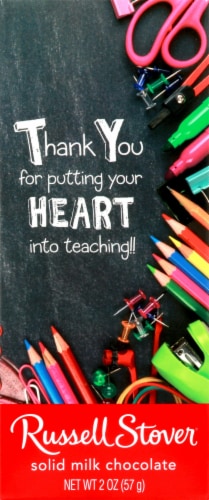 Russell Stover Teacher Appreciation Solid Milk Chocolate Bar Perspective: front