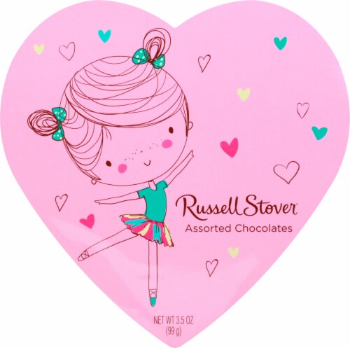Russell Stover Assorted Chocolates in Girl Heart Shaped Box Perspective: front