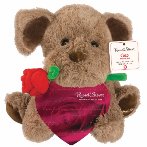 Russell Stover Coco Pup Plush with Assorted Chocolates Perspective: front