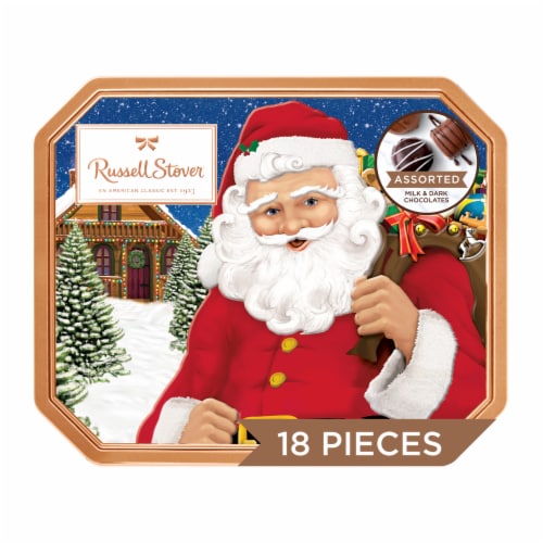 RUSSELL STOVER Christmas Assorted Milk & Dark Chocolate Santa Gift Tin
