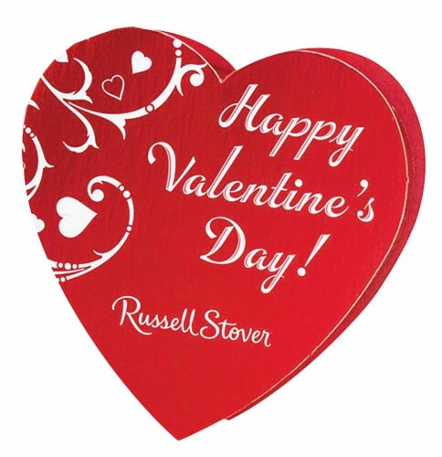 Russell Stover Assorted Chocolates in Red Heart Shaped Box Perspective: front