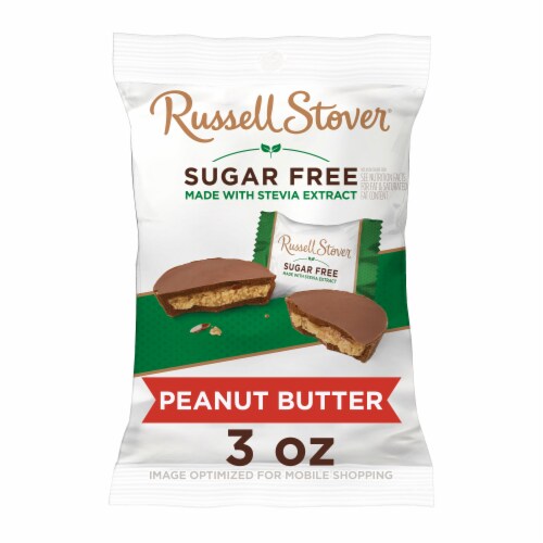 RUSSELL STOVER Sugar Free Peanut Butter Cup Chocolate Candy Bag Perspective: front