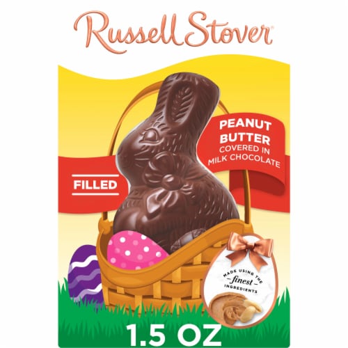 RUSSELL STOVER Easter Bunny Peanut Butter in Milk Chocolate Candy Rabbit Perspective: front