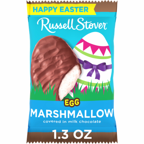 RUSSELL STOVER Marshmallow Milk Chocolate Candy Easter Egg Perspective: front