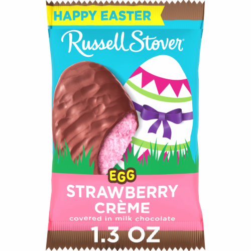 RUSSELL STOVER Easter Strawberry Crème Milk Chocolate Candy Easter Egg Perspective: front