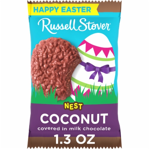 RUSSELL STOVER Coconut Milk Chocolate Candy Easter Nest Perspective: front