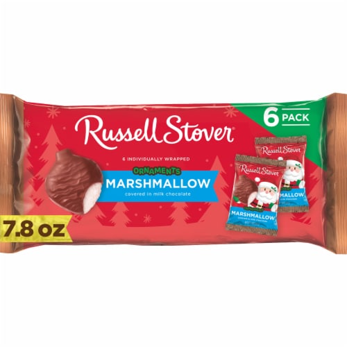 RUSSELL STOVER Christmas Milk Chocolate Marshmallow Ornament, 6 pk /7.8