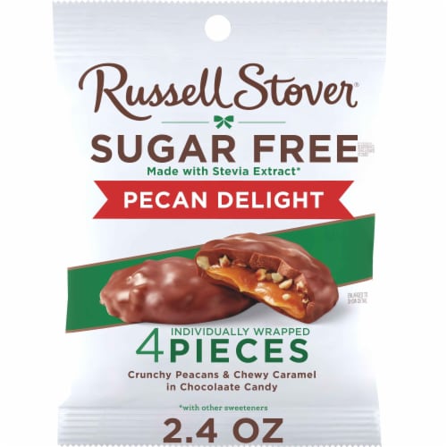 RUSSELL STOVER Sugar Free Pecan Delight Chocolate Candy, 2.4 oz bag Perspective: front