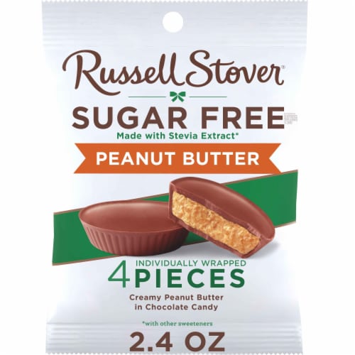 RUSSELL STOVER Sugar Free Peanut Butter Cup Chocolate Candy, 2.4 oz bag Perspective: front