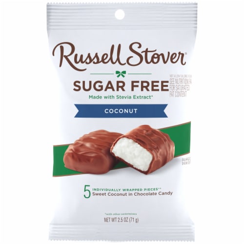 RUSSELL STOVER Sugar Free Dark Chocolate Mint Patties Candy, 2 oz bag Perspective: front