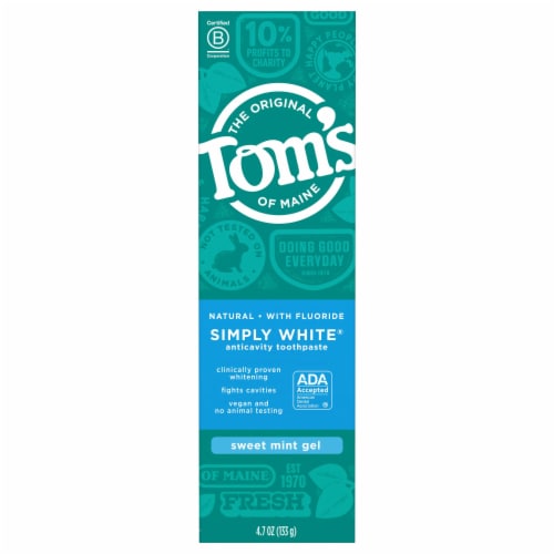 Tom's of Maine Natural Simply White Fluoride Toothpaste Sweet Mint Perspective: front