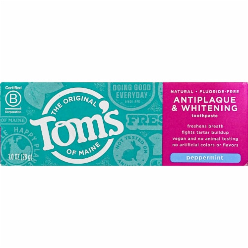 Tom's of Maine Antiplaque & Whitening Peppermint Toothpaste Perspective: front