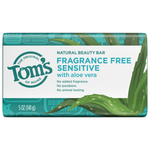 Tom's of Maine Natural Beauty Bar Soap for Sensitive Skin With Aloe Vera Fragrance-Free Perspective: front