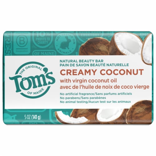 Tom's of Maine Natural Beauty Bar Soap Creamy Coconut With Virgin Coconut Oil Perspective: front