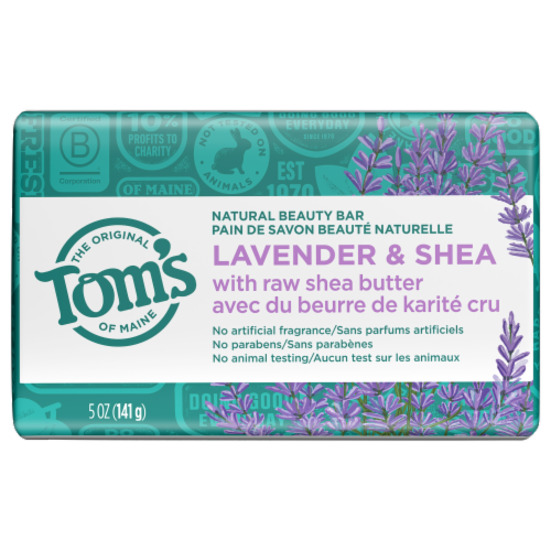 Tom's of Maine Natural Beauty Bar Soap Lavender & Shea With Raw Shea Butter Perspective: front