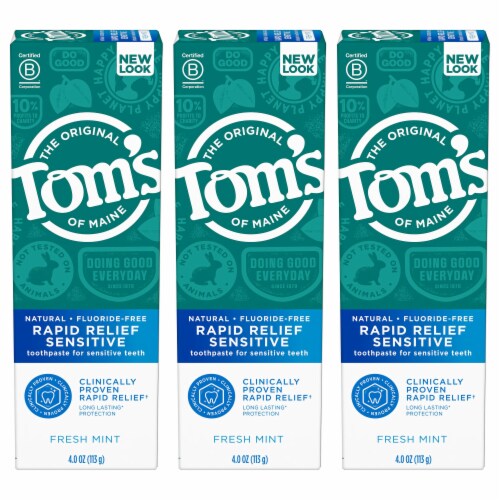 Tom's of Maine Fresh Mint Rapid Relief Sensitive Toothpaste Perspective: front