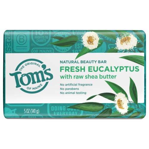 Tom's of Maine Natural Beauty Bar Soap With Raw Shea Butter Fresh Eucalyptus Perspective: front