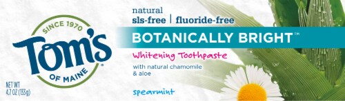 Tom's of Maine® Botanically Bright™ Spearmint Fluoride Free Whitening Toothpaste Perspective: front