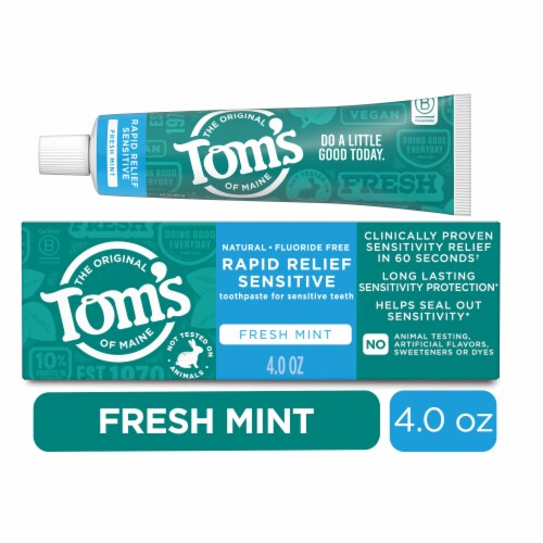 Tom’s of Maine Rapid Relief Toothpaste for Sensitive Teeth Fluoride Free Perspective: front