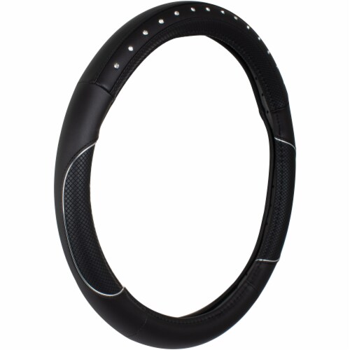 Custom Accessories Soft Grip Jewel Steering Wheel Cover - Black Perspective: front