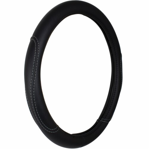 Custom Accessories Leather Steering Wheel Cover - Black Perspective: front
