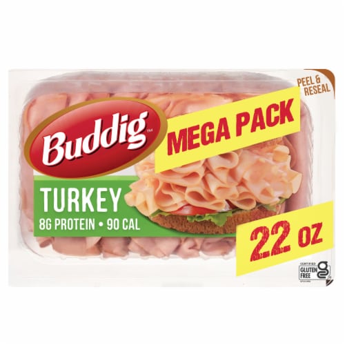 Buddig Turkey Sliced Lunch Meat Mega Pack 22oz Perspective: front