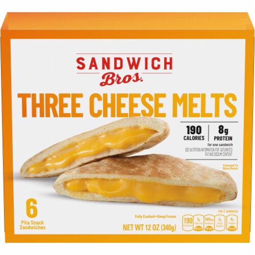 Sandwich Bros. Three Cheese Melt Pita Snack Sandwiches Perspective: front