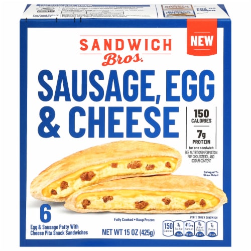 Sandwich Bros. Sausage Egg & Cheese Pita Snack Sandwiches Perspective: front