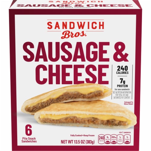 Sandwich Bros. Sausage & Cheese Flatbread Frozen Breakfast Pocket Sandwiches Perspective: front