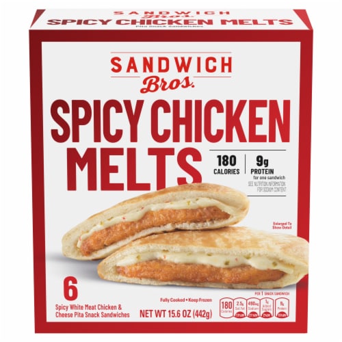 Sandwich Bros Spicy Chicken Melt Pita Pocket Sandwiches Frozen Meal Perspective: front