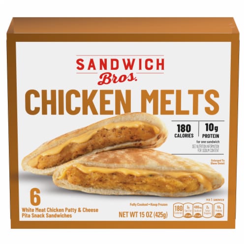 Sandwich Bros Chicken Melt Pita Pocket Sandwiches Frozen Meal Perspective: front