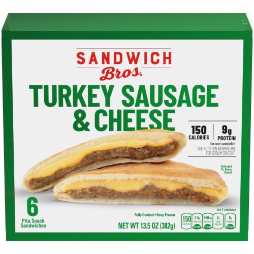 Sandwich Bros. Turkey Sausage & Cheese Flatbread Pocket Sandwiches Perspective: front