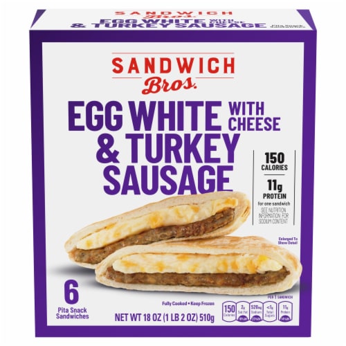Sandwich Bros. Egg And Cheese Flatbread Pocket Breakfast Sandwiches Frozen Sandwiches Perspective: front