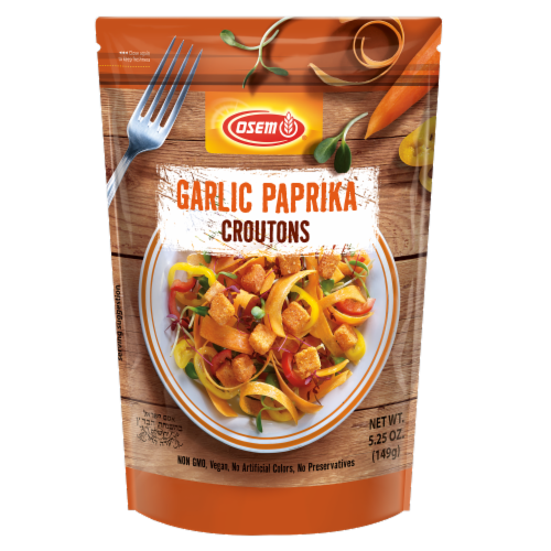 Osem Garlic Paprika Mediterranean Croutons Perspective: front