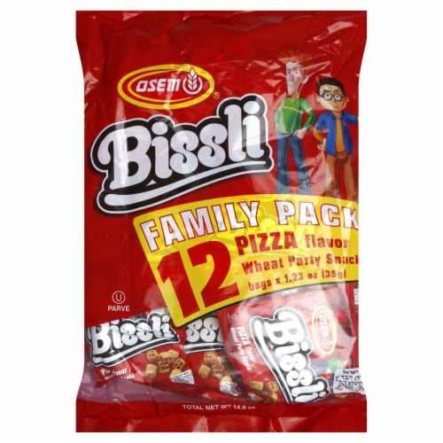 Osem Bissli Pizza Flavor Wheat Party Snacks Family Pack 12 Count Perspective: front