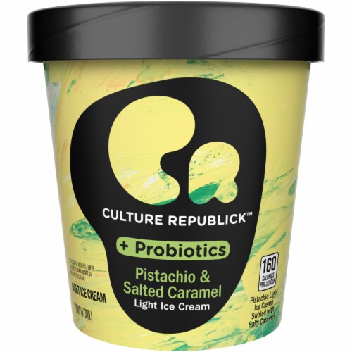 Culture Republick Pistachio & Salted Caramel Light Probiotic Ice Cream Perspective: front