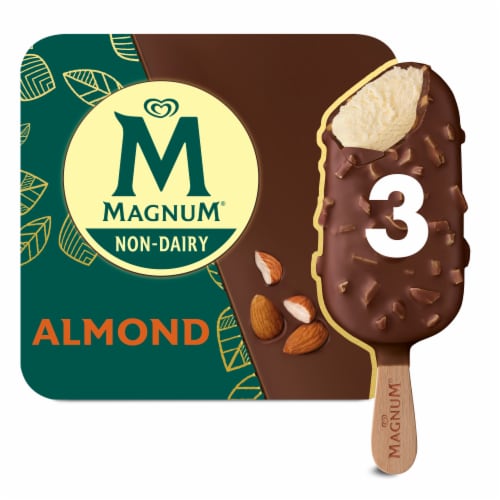 Magnum Vegan Frozen Dessert with Non-Dairy Belgian Chocolate Almond Ice Cream Bar Perspective: front