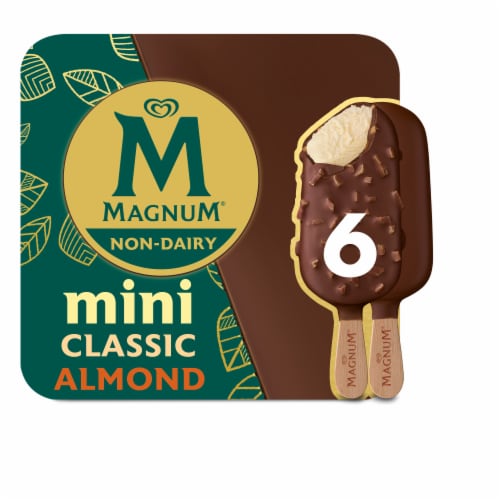 Magnum Vegan Almond Non-Dairy with Belgian Chocolate Variety Vanilla Ice Cream Bar Perspective: front