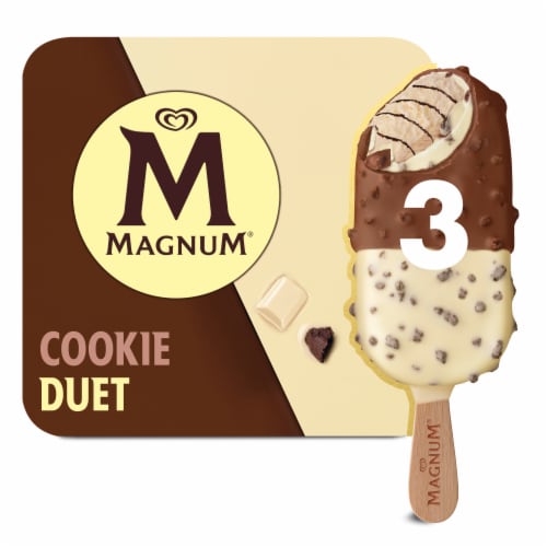 Magnum Cookie Duet Vanilla with Cookie Crunch Dipped in White & Milk Chocolate Ice Cream Bars