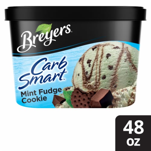 Breyers CarbSmart Mint Fudge Cookie Frozen Dairy Dessert Perspective: front