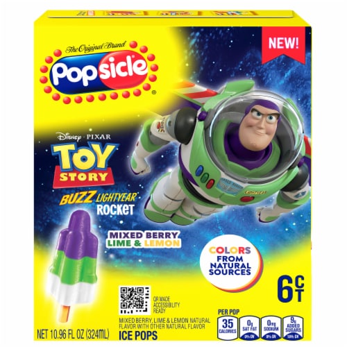 Popsicle Toy Story Buzz Lightyear Mixed Berry Lime & Lemon Ice Pops Perspective: front
