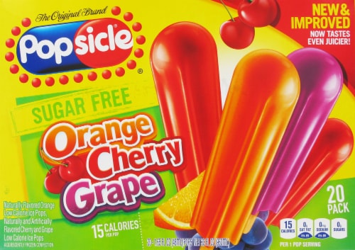 Popsicle Orange Cherry & Grape Sugar Free Pops 20 Count Perspective: front