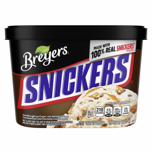 Breyers Snickers Vanilla Light with Snickers Caramel Swirls & Chocolate Peanuts Ice Cream