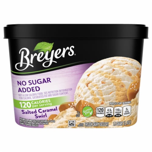 Breyers® No Sugar Added Salted Caramel Swirl Ice Cream Perspective: front