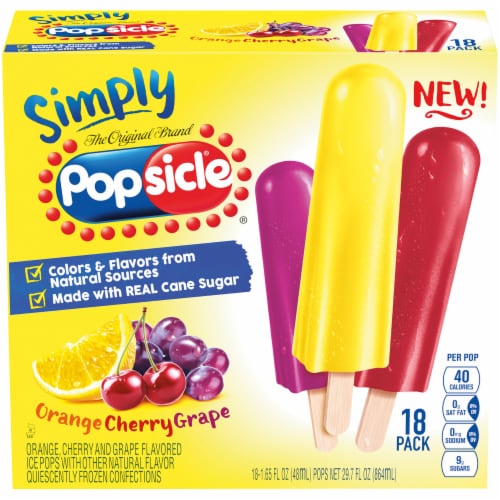 Popsicle® Simply Orange Cherry & Grape Fruit Pops Perspective: front