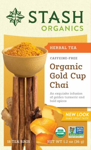 Stash Organic Gold Cup Chai Herbal Tea Perspective: front