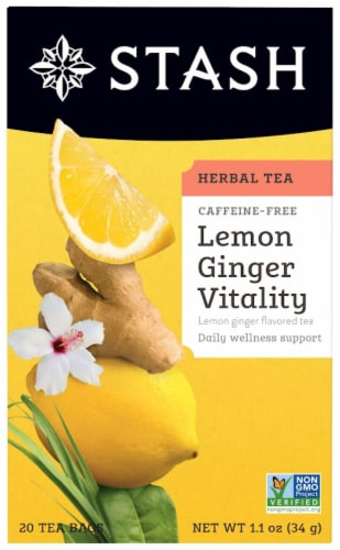 Stash Caffeine Free Lemon Ginger Herbal Tea Perspective: front