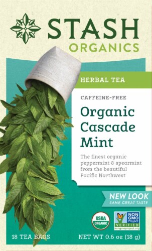 Stash Organic Cascade Mint Herbal Tea Perspective: front