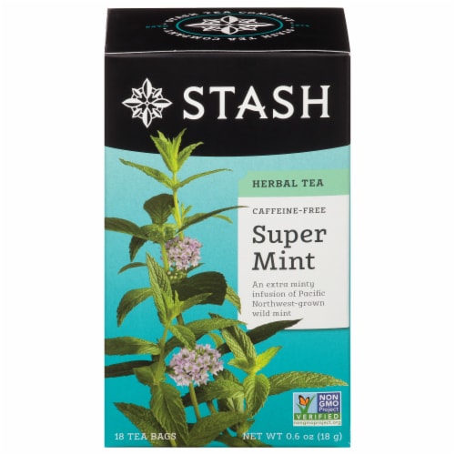 Stash Caffeine Free Super Mint Herbal Tea Bags Perspective: front